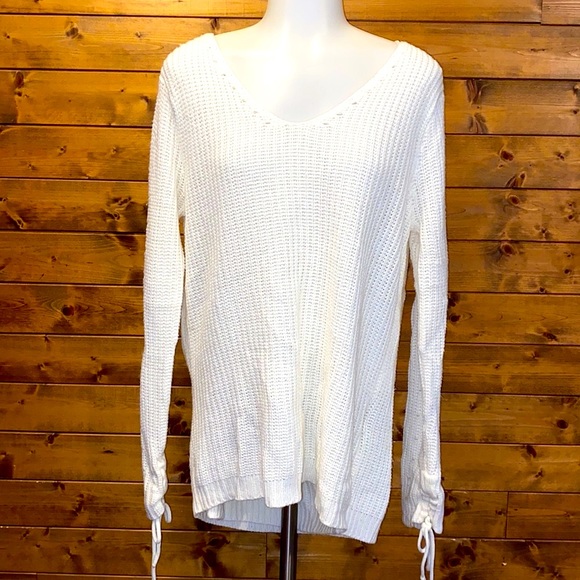 no comment Sweaters - White Open Back Sweater- Medium